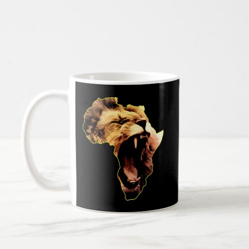 African Lion Roaring Safari Culture Africa Map    Coffee Mug