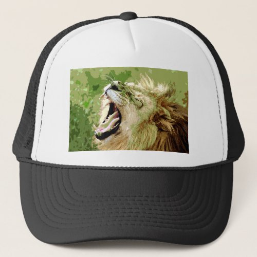 African Lion Roaring Trucker Hat