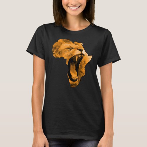 African Lion Safari Culture Africa Map T_Shirt