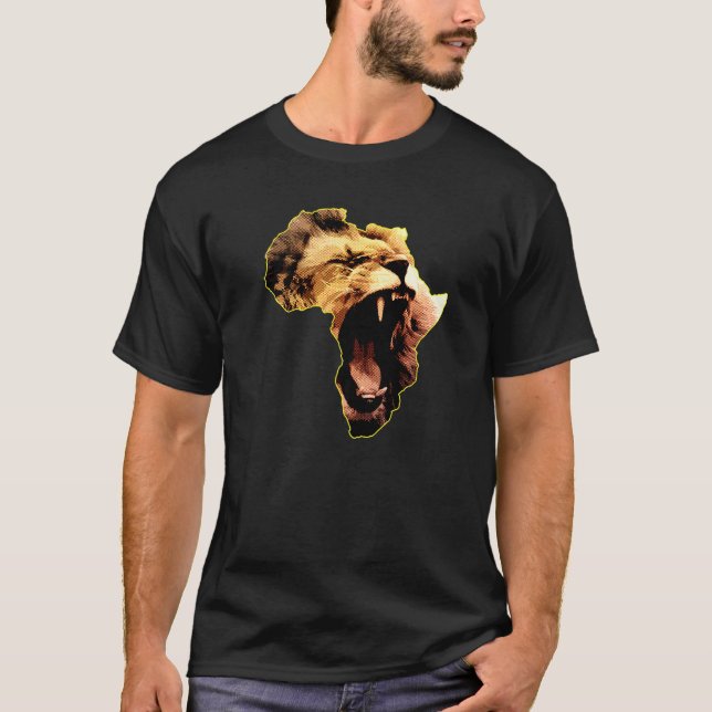 African Lion Safari Culture Africa Map   T-Shirt (Front)