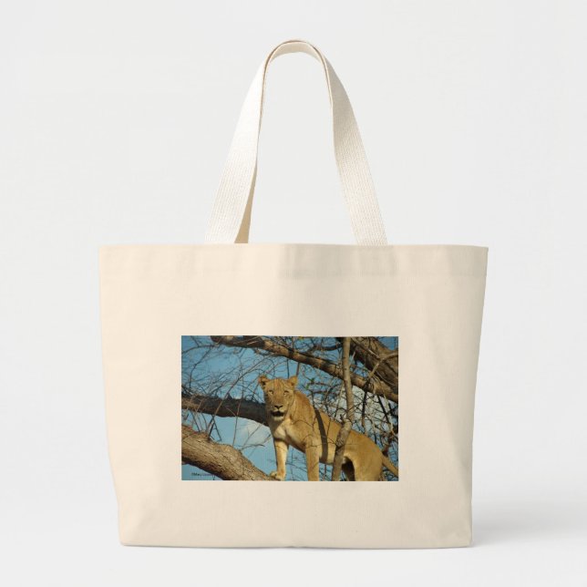African Lioness Large Tote Bag (Front)
