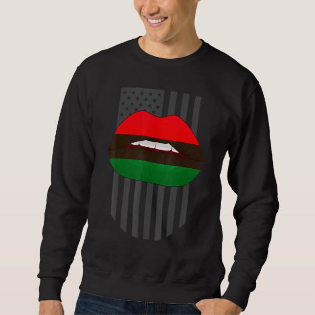 African Lips  Africa Flag Black History Month Prid Sweatshirt (Front)