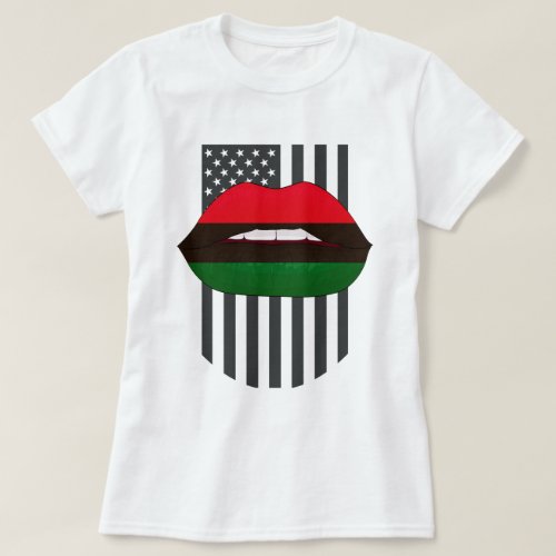 African Lips Red Green Black History Month T_Shirt