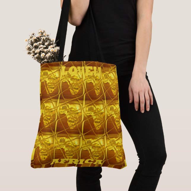 African Lovely Golden Yellow Art Pattern Design Tote Bag (Close Up)