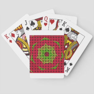 African Lovely Woven Red and Lemon Green Design Poker Cards