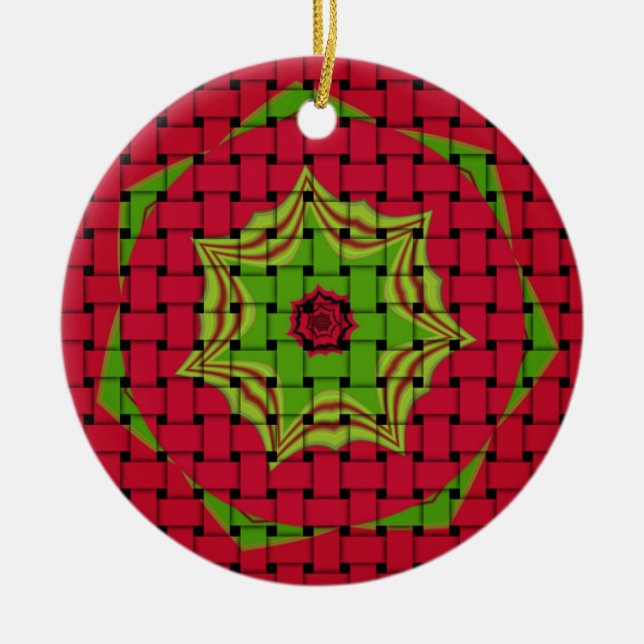 African Lovely Woven red design Ceramic Ornament (Front)