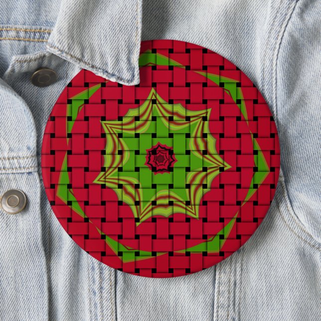 African Lovely Woven red design Pinback Button (In Situ)