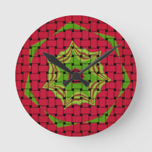 African Lovely Woven red design Round Clock