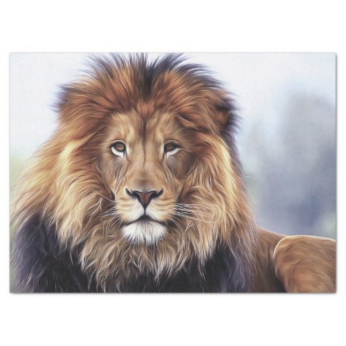 African Male Lion Digital Oil Painting Tissue Paper