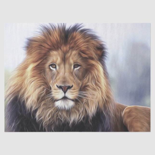 African Male Lion Digital Oil Painting Tissue Paper (Front)