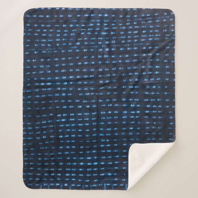 African (Mali) Pattern Indigo | Sherpa Blanket (Front)