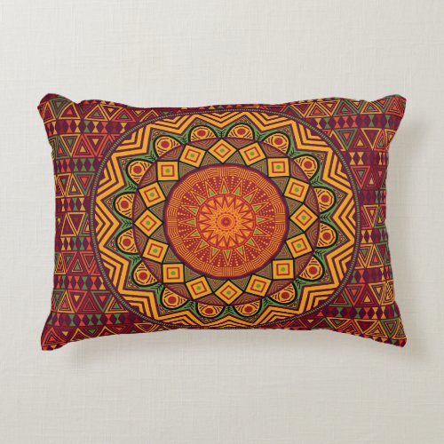 African mandala Polynesian circular designs Accent Pillow