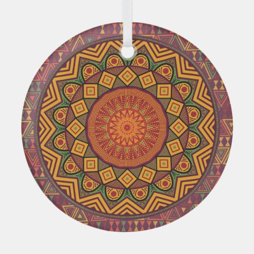 African mandala Polynesian circular designs Glass Ornament