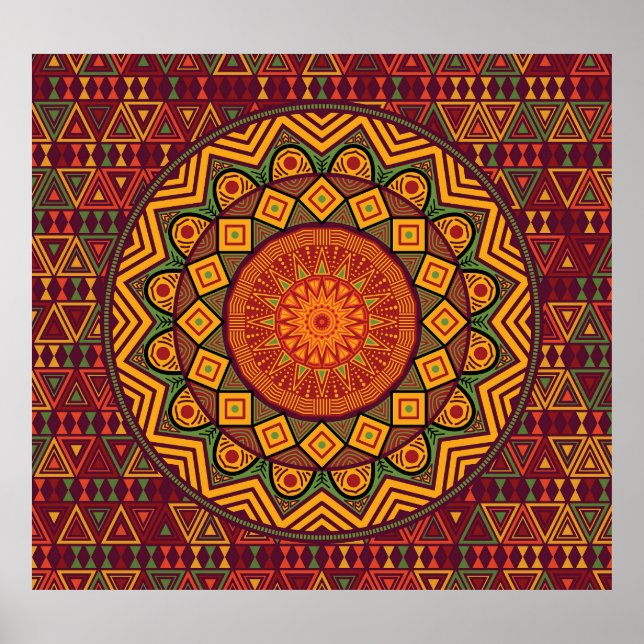 African mandala, Polynesian circular designs. Poster (Front)