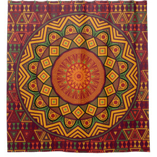 African mandala, Polynesian circular designs. Shower Curtain