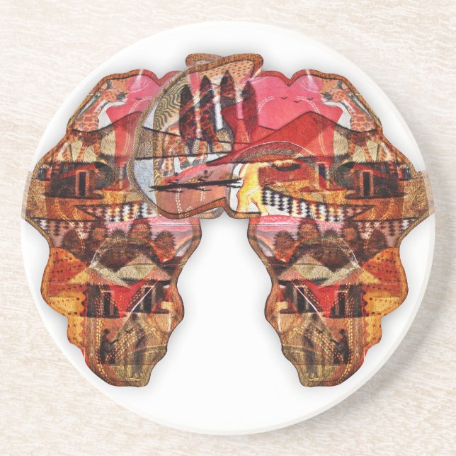 African Map: Celebrate the Season with Culture Sandstone Coaster (Front)
