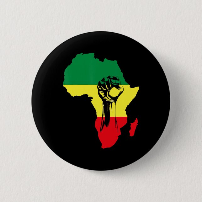 African Map Fist Black History Native Americans  Button (Front)