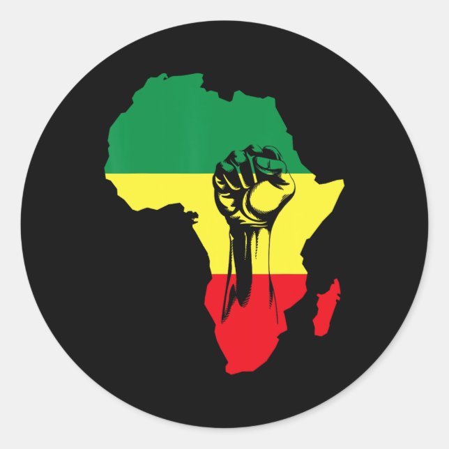 African Map Fist Black History Native Americans  Classic Round Sticker (Front)