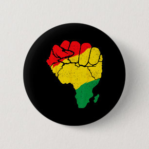 African Map Fist Unity Juneteenth Pride Black Hist Button