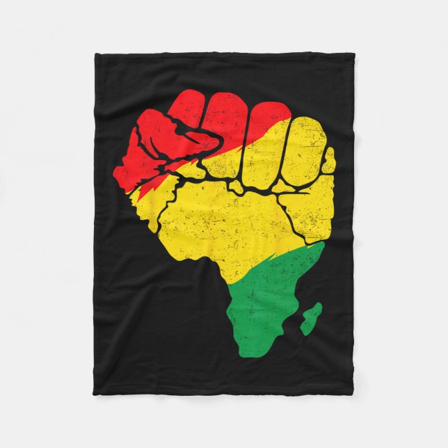 African Map Fist Unity Juneteenth Pride Black Hist Fleece Blanket (Front)