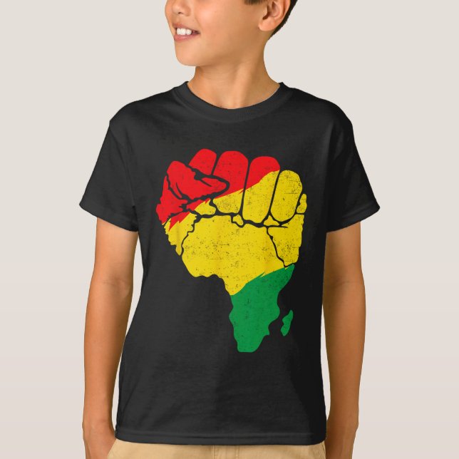 African Map Fist Unity Juneteenth Pride Black Hist T-Shirt (Front)