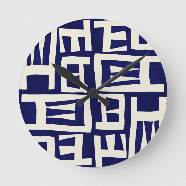 African Map - Navy Ivory Round Clock (Front)