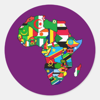 African Map of Africa flags within country maps Classic Round Sticker