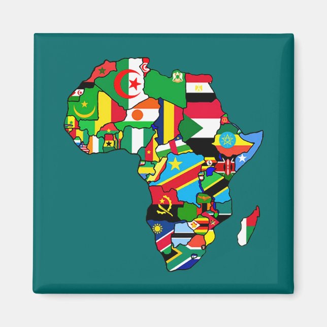 African Map of Africa flags within country maps Magnet (Front)