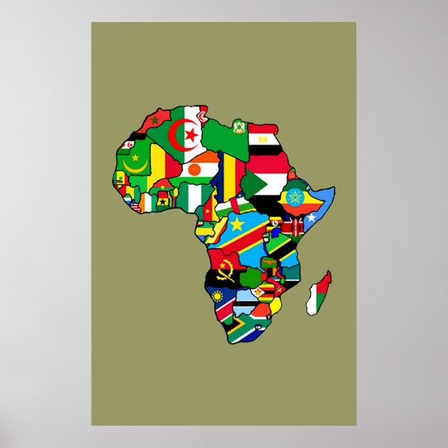 African Map of Africa flags within country maps Poster (Front)