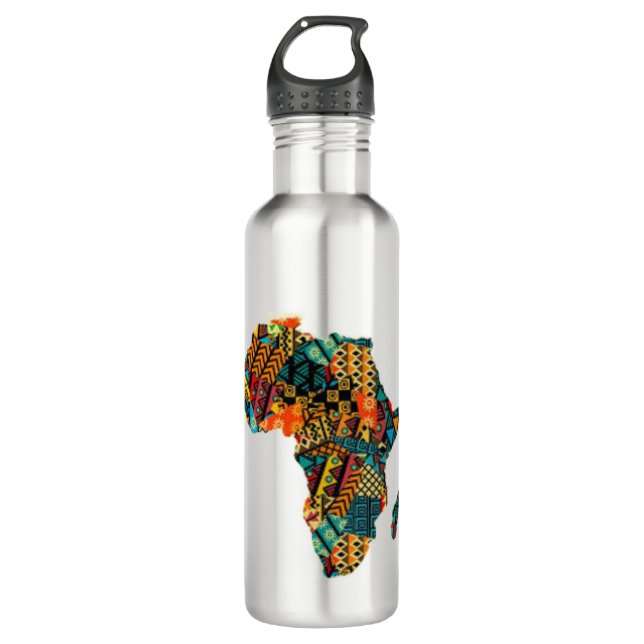 African Map Stainless Steel Water Bottle (Front)