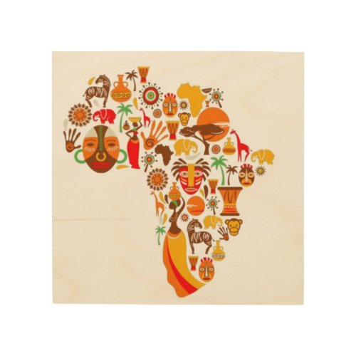 African map Wood Wall Art