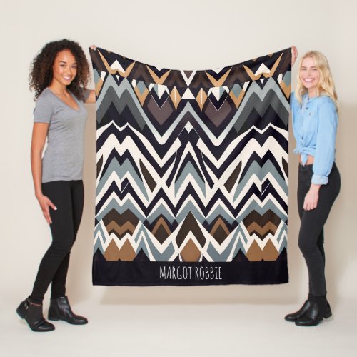African Marocco Triangle Geometric Brown Pattern Fleece Blanket