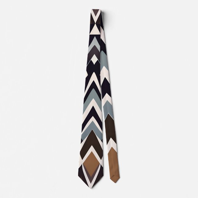 African Marocco Triangle Geometric Brown Pattern Neck Tie (Front)