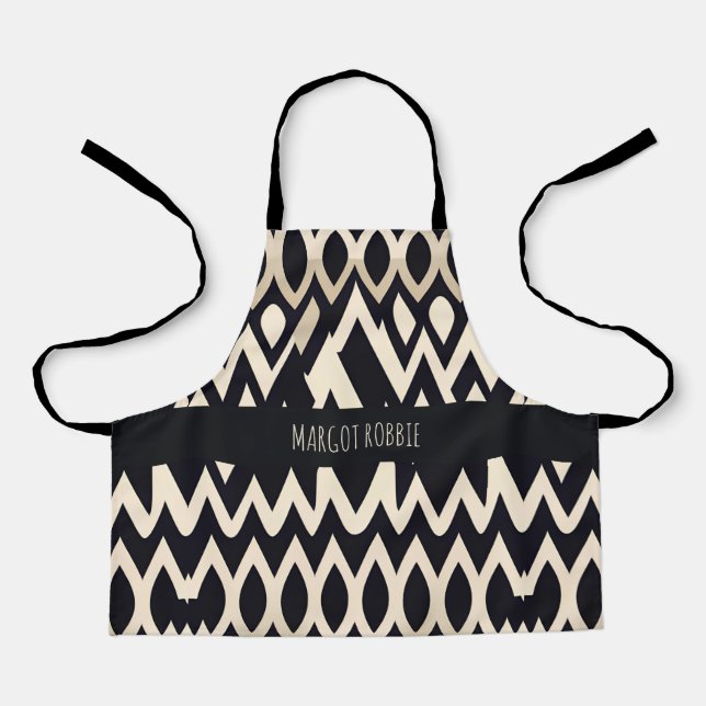 African Marocco Waves Geometric Gold Pattern Apron (Front)