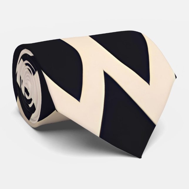 African Marocco Waves Geometric Gold Pattern Neck Tie (Rolled)