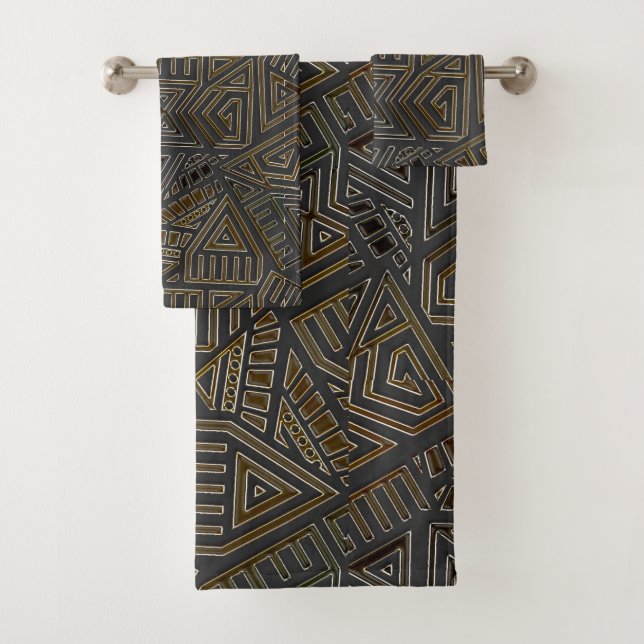 African Masculine Male Motif Bath Towel Set (Insitu)