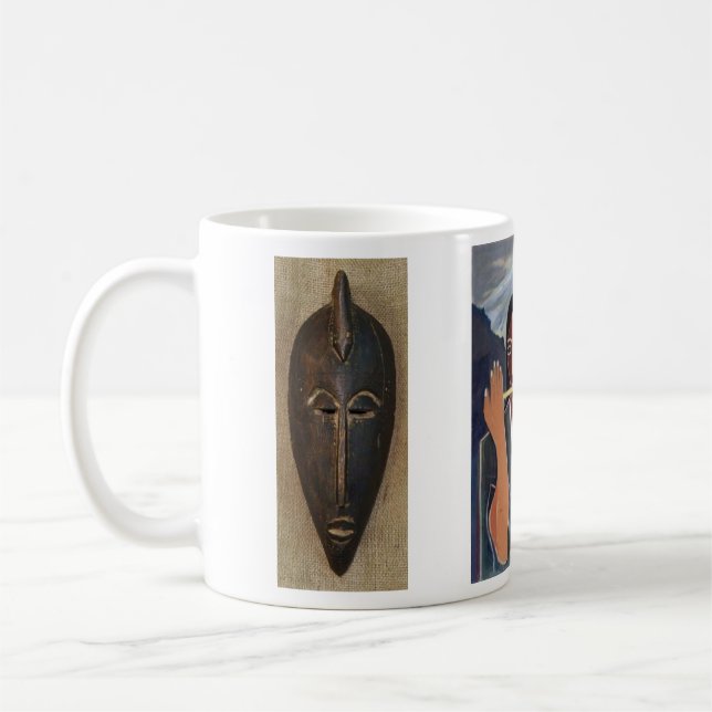 African Mask & African inspired picture. Coffee Mug (Left)