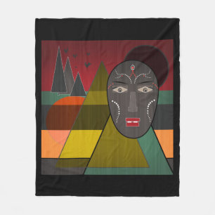 African mask fleece blanket