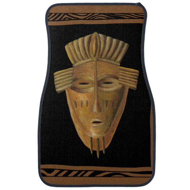 African Mask Painting by Chariklia Zarris Car Floor Mat (Front)
