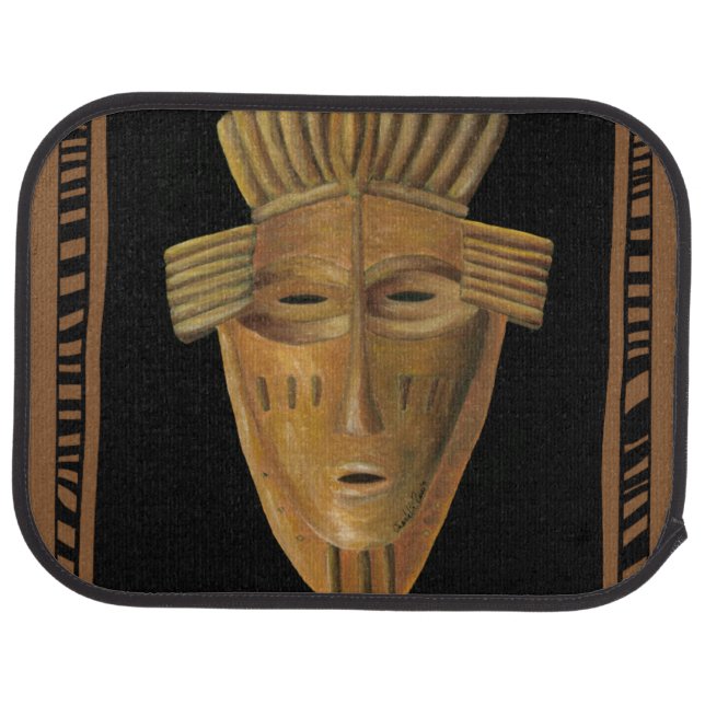 African Mask Painting by Chariklia Zarris Car Mat (Rear)