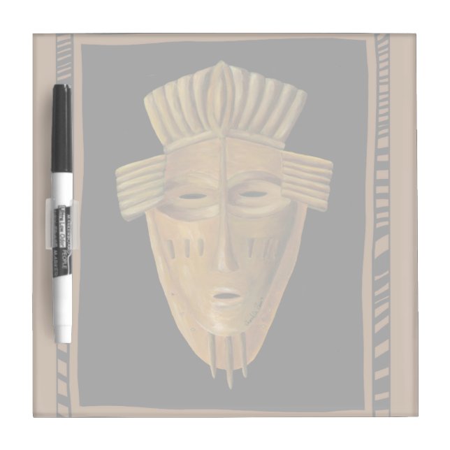 African Mask Painting by Chariklia Zarris Dry Erase Board (Front)