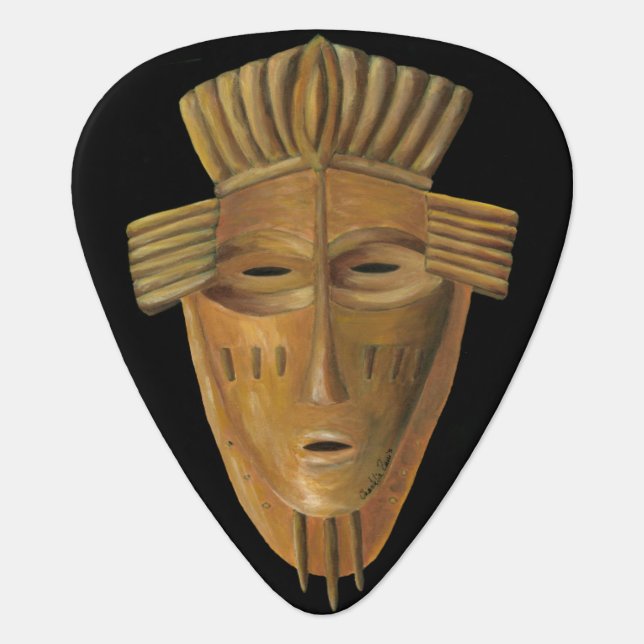 African Mask Painting by Chariklia Zarris Guitar Pick (Front)