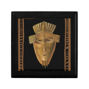 African Mask Painting by Chariklia Zarris Jewelry Box
