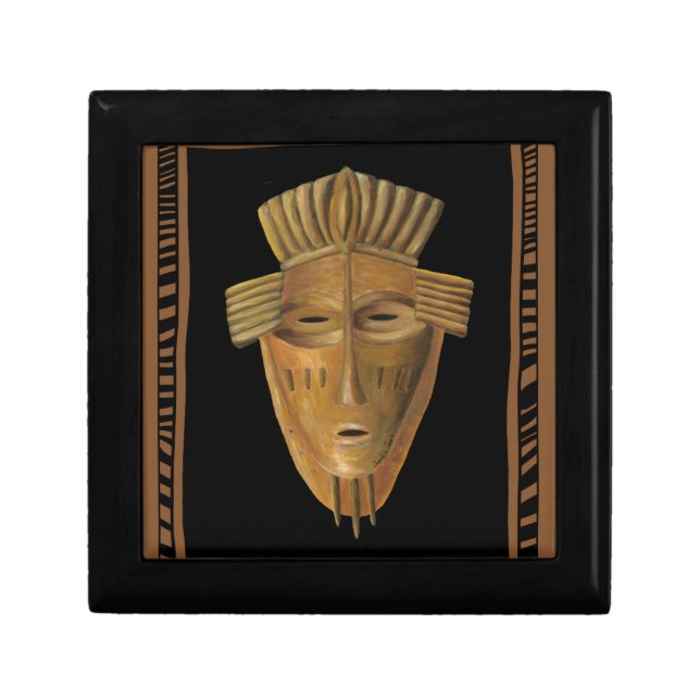 African Mask Painting by Chariklia Zarris Jewelry Box (Front)