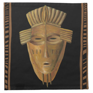 African Mask Painting by Chariklia Zarris Napkin