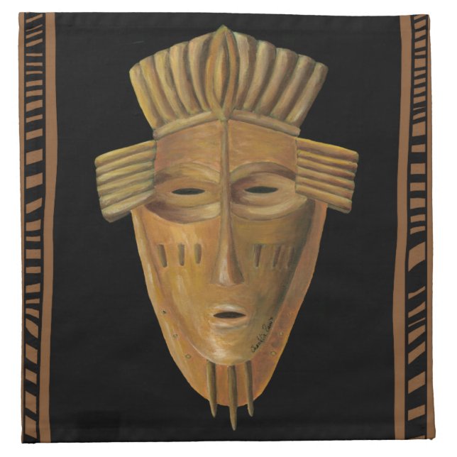 African Mask Painting by Chariklia Zarris Napkin (Front)