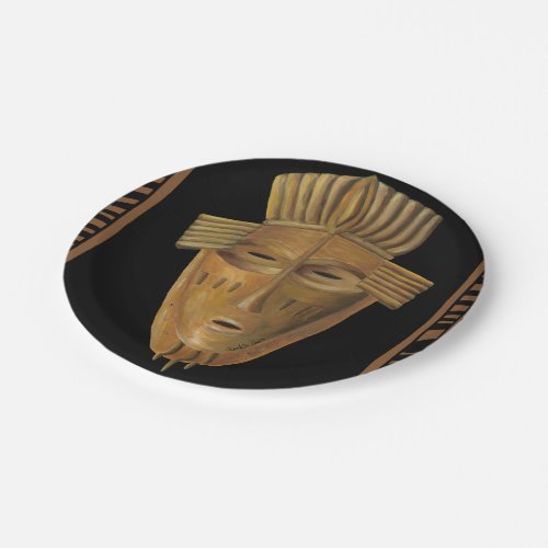 African Mask Painting by Chariklia Zarris Paper Plates