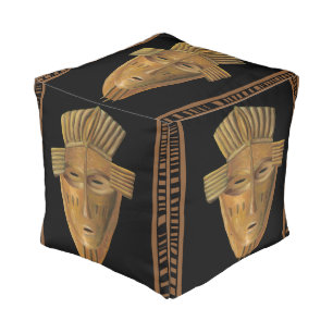 African Mask Painting by Chariklia Zarris Pouf