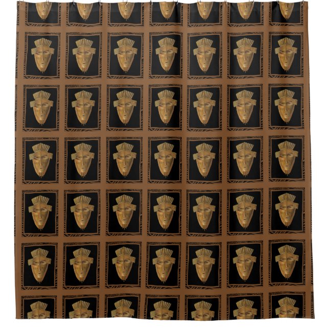 African Mask Painting by Chariklia Zarris Shower Curtain (Front)