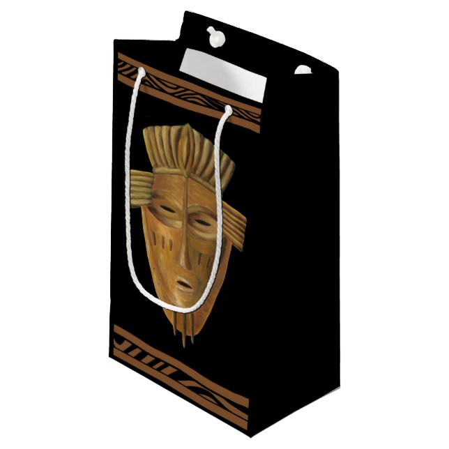 African Mask Painting by Chariklia Zarris Small Gift Bag (Front Angled)